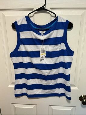 NWT Curve Appeal Blue & White Striped Tank Top NWT Medium Coastal Nautical